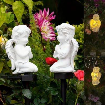 Paquete De 2 Estatuas De Decoración De Jardín Solar Ángel