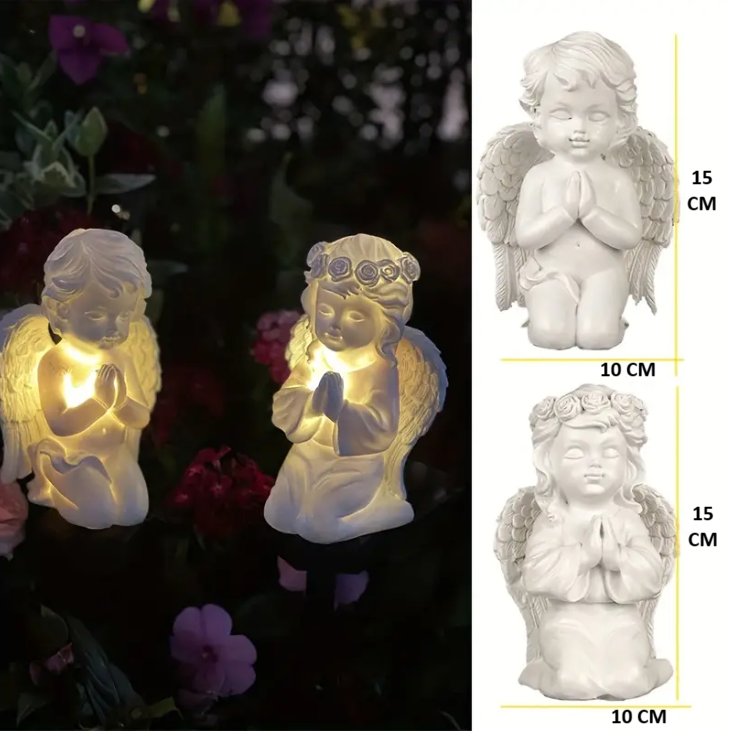 Paquete De 2 Estatuas De Decoración De Jardín Solar Ángel - Imagen 2