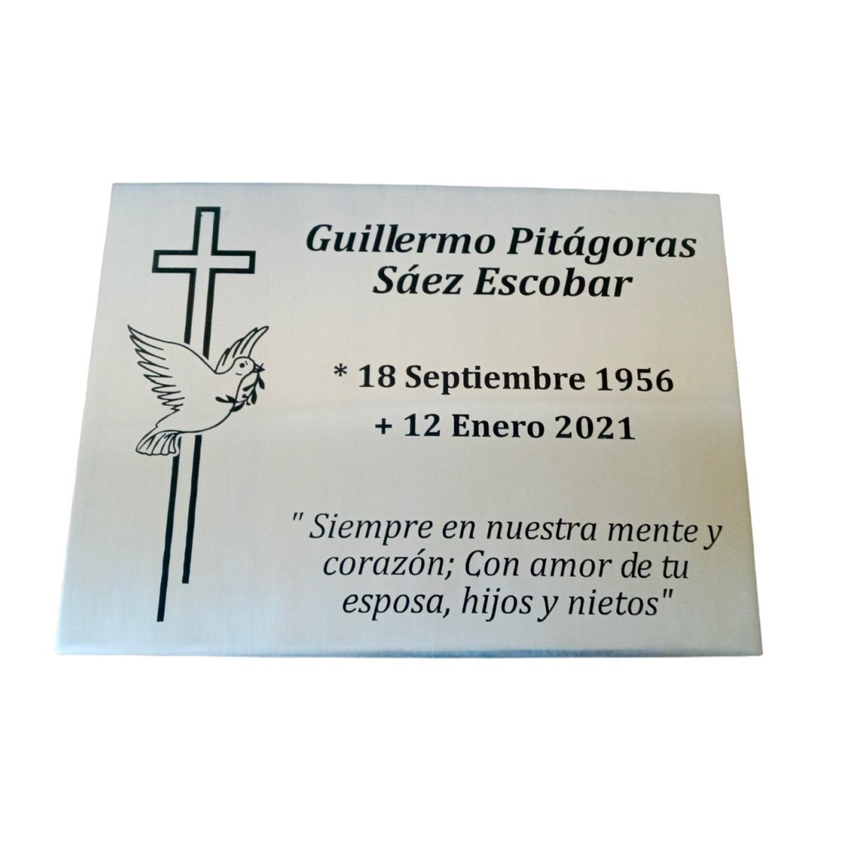 placa acero inoxidable 15x10 cm grabado - Imagen 2