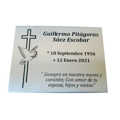 placa acero inoxidable 20x15 cm grabado