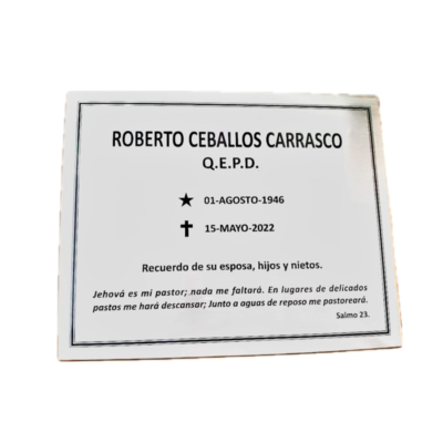 placa acero inoxidable 70x45 cm grabado