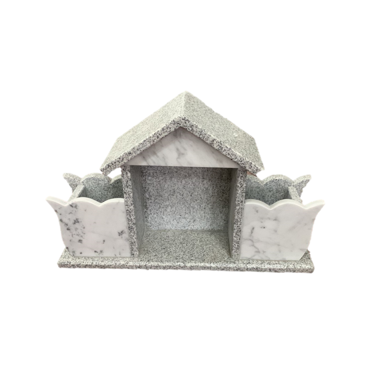 Casita de mármol 40x60x17 cm con jardineras