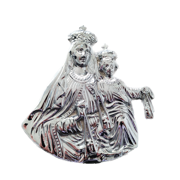 virgen del carmen medallon cromado 20 cm