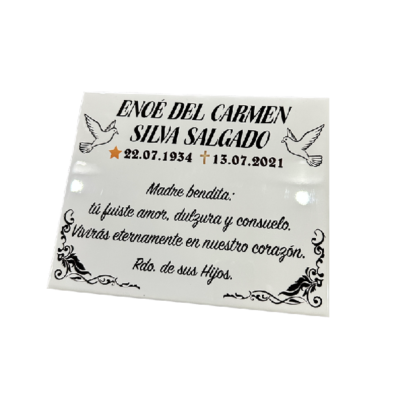 Lápida placa cerámica 25x20 cm